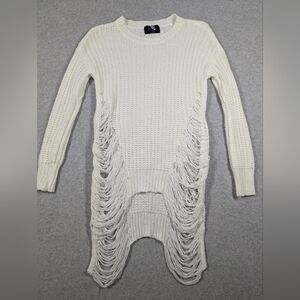Active USA Cream‎ Knit Distressed Small Sweater